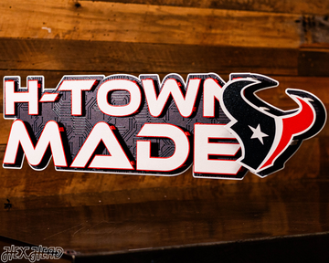 Houston Texans - Hex Head EXCLUSIVE "H-TOWN MADE" Wordmark 3D Metal Wall Art