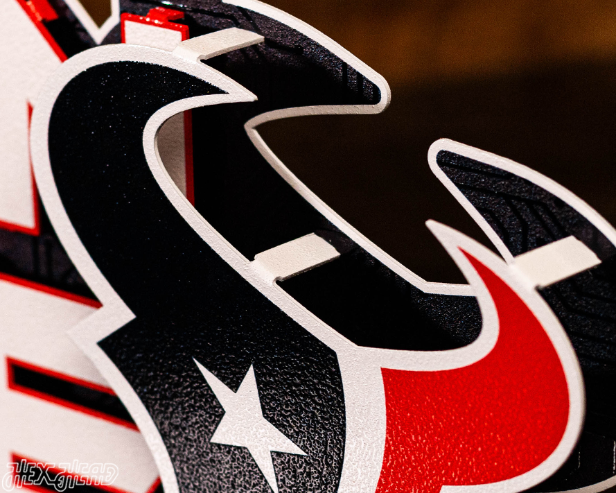 Houston Texans - Hex Head EXCLUSIVE "H-TOWN MADE" Wordmark 3D Metal Wall Art