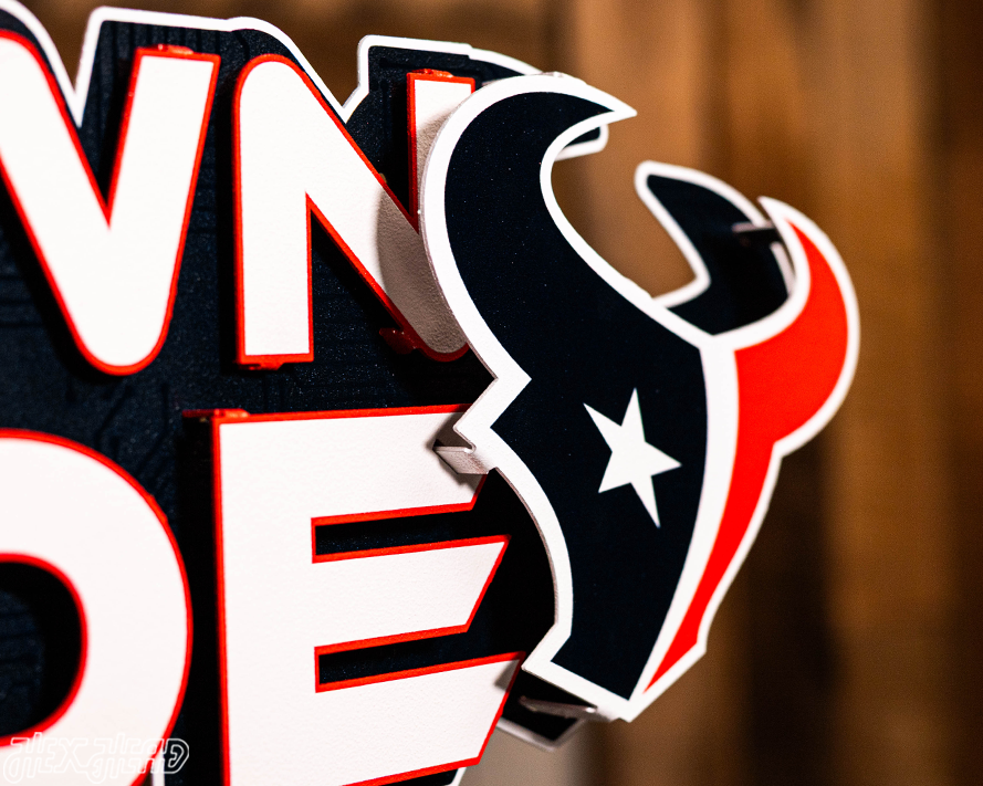 Houston Texans - Hex Head EXCLUSIVE "H-TOWN MADE" Wordmark 3D Metal Wall Art