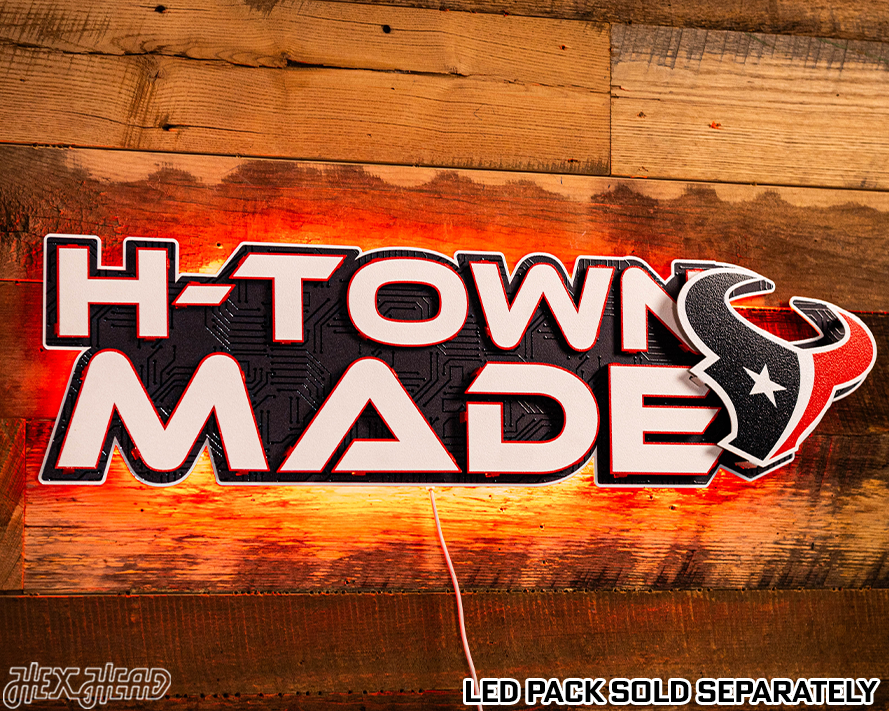 Houston Texans - Hex Head EXCLUSIVE "H-TOWN MADE" Wordmark 3D Metal Wall Art
