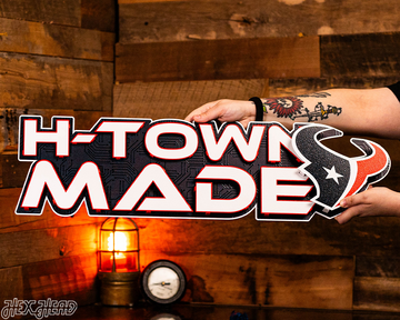 Houston Texans - Hex Head EXCLUSIVE "H-TOWN MADE" Wordmark 3D Metal Wall Art