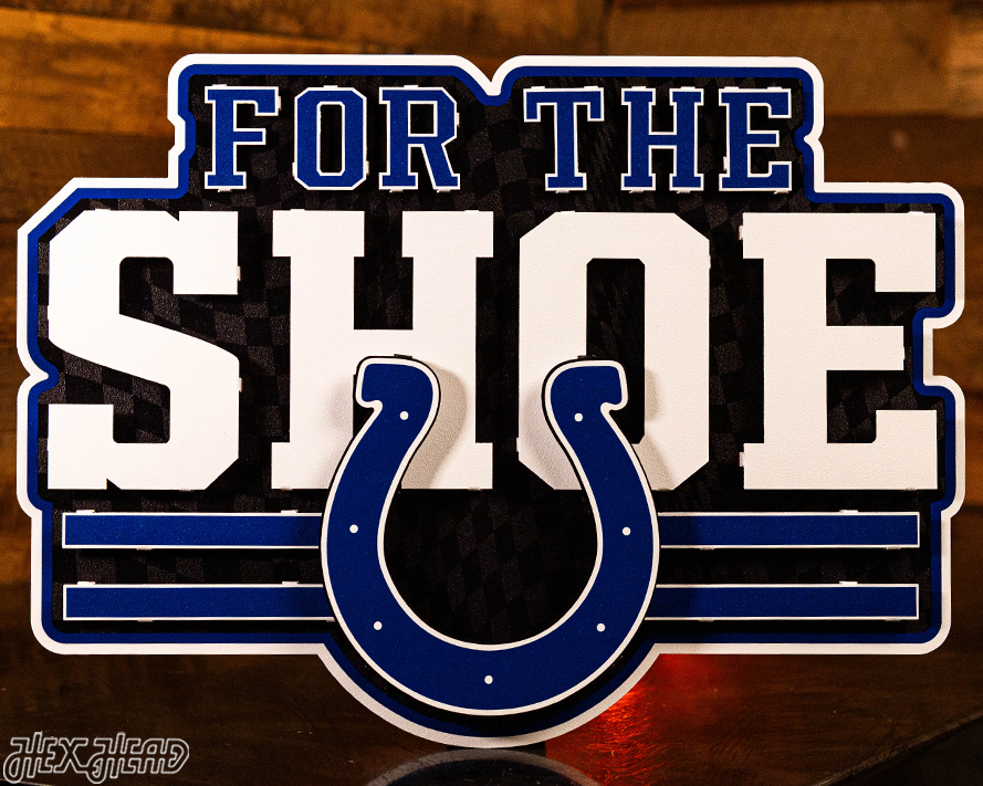 Indianapolis Colts - Hex Head EXCLUSIVE "FOR THE SHOE" Wordmark 3D Metal Wall Art