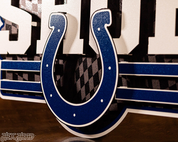 Indianapolis Colts - Hex Head EXCLUSIVE "FOR THE SHOE" Wordmark 3D Metal Wall Art