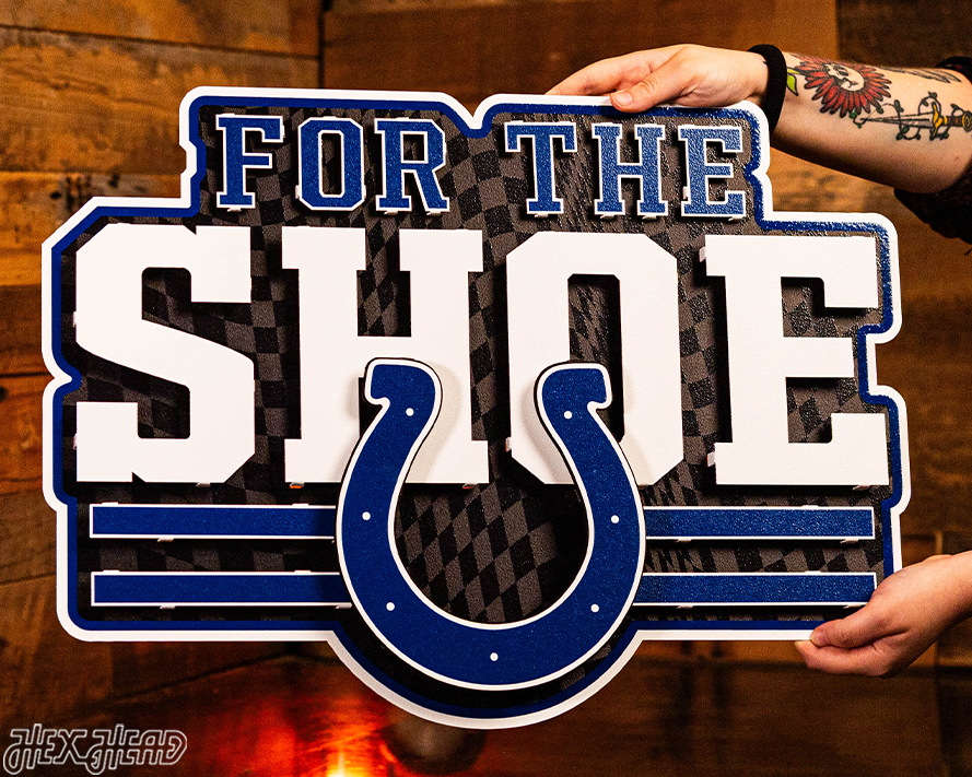 Indianapolis Colts - Hex Head EXCLUSIVE "FOR THE SHOE" Wordmark 3D Metal Wall Art