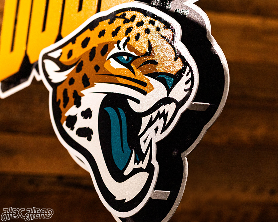 Jacksonville Jaguars - Hex Head EXCLUSIVE "DUUUVAL" Wordmark 3D Metal Wall Art