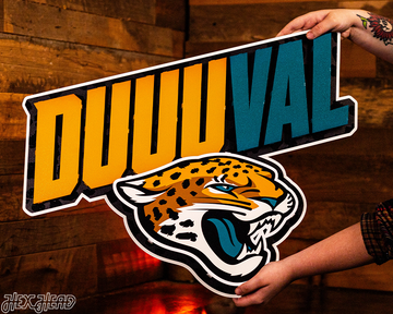 Jacksonville Jaguars - Hex Head EXCLUSIVE "DUUUVAL" Wordmark 3D Metal Wall Art