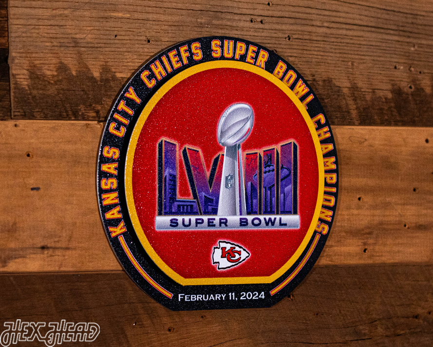 Kansas City Chiefs SUPER BOWL LVIII CHAMPIONS! "Double Play" On The Shelf or On The Wall