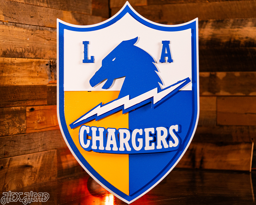 Los Angeles Chargers SHIELD 3D Vintage Metal Wall Art