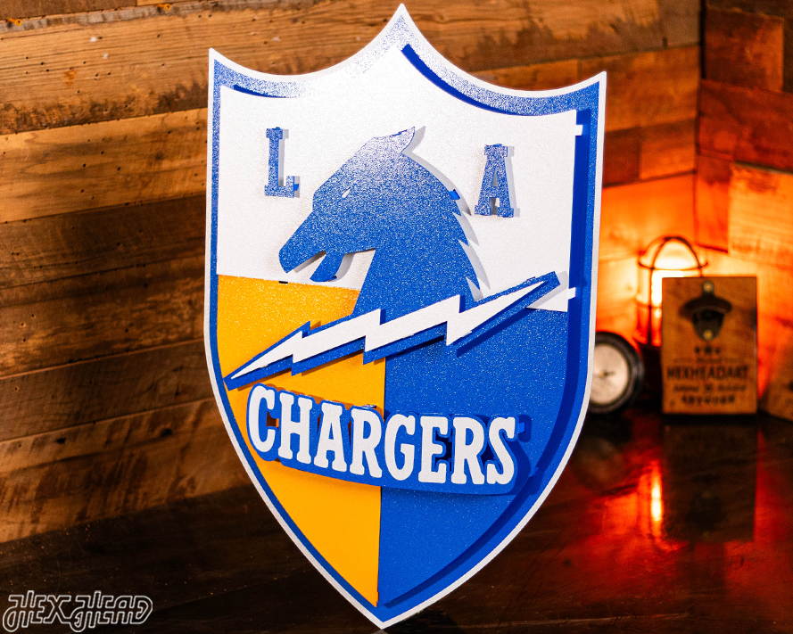 Los Angeles Chargers SHIELD 3D Vintage Metal Wall Art