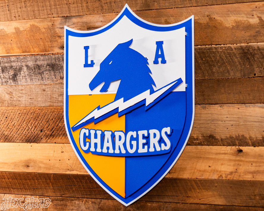 Los Angeles Chargers SHIELD 3D Vintage Metal Wall Art