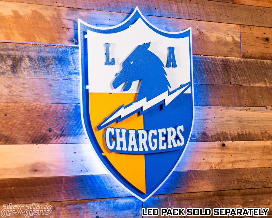 Los Angeles Chargers SHIELD 3D Vintage Metal Wall Art