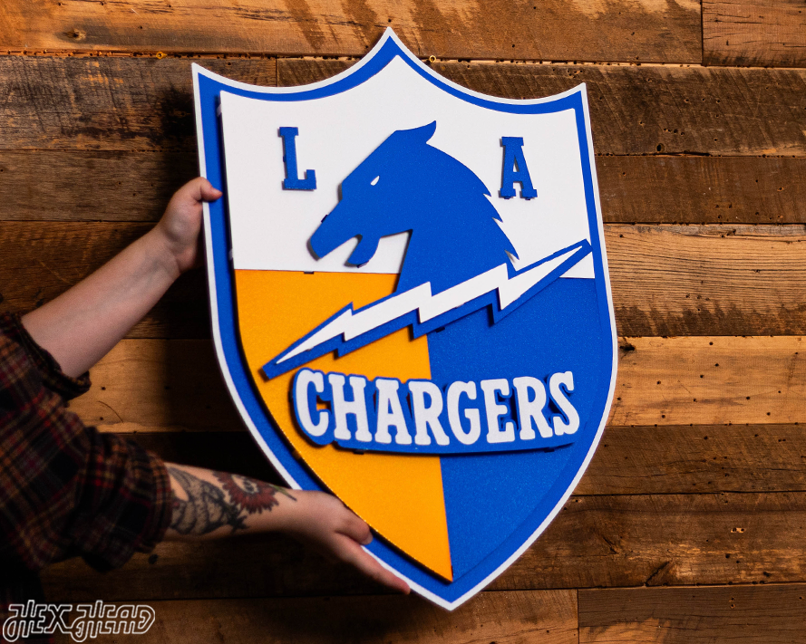 Los Angeles Chargers SHIELD 3D Vintage Metal Wall Art