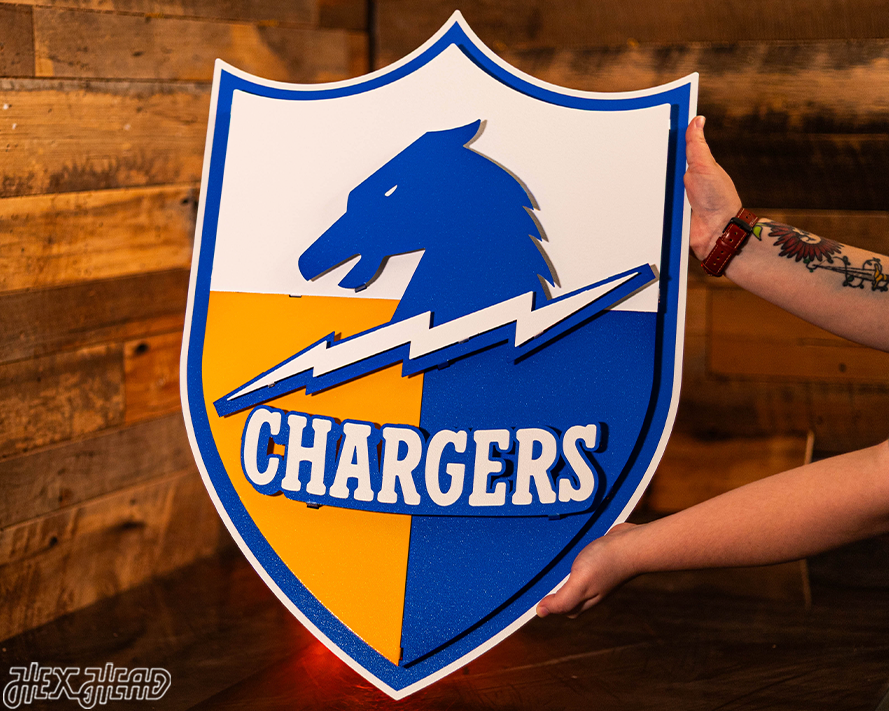 Chargers SHIELD 3D Vintage Metal Wall Art