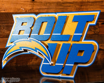 Los Angeles Chargers - Hex Head EXCLUSIVE "Bolt Up" Wordmark 3D Metal Wall Art