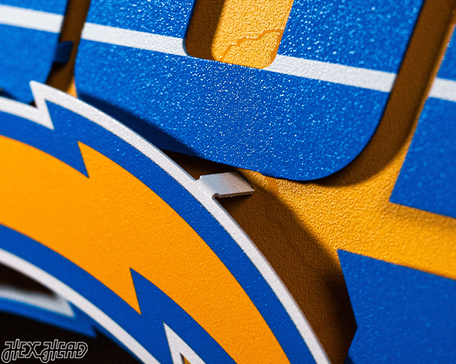 Los Angeles Chargers - Hex Head EXCLUSIVE "Bolt Up" Wordmark 3D Metal Wall Art