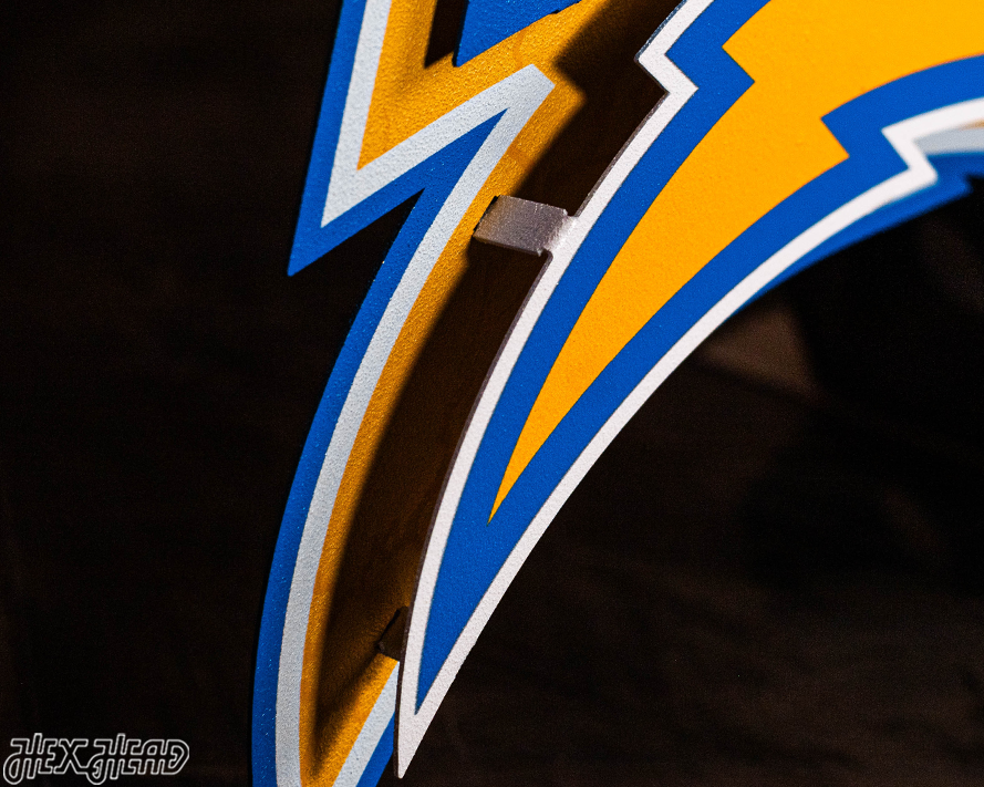 Los Angeles Chargers - Hex Head EXCLUSIVE "Bolt Up" Wordmark 3D Metal Wall Art