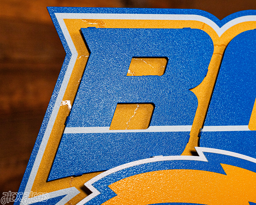 Los Angeles Chargers - Hex Head EXCLUSIVE "Bolt Up" Wordmark 3D Metal Wall Art