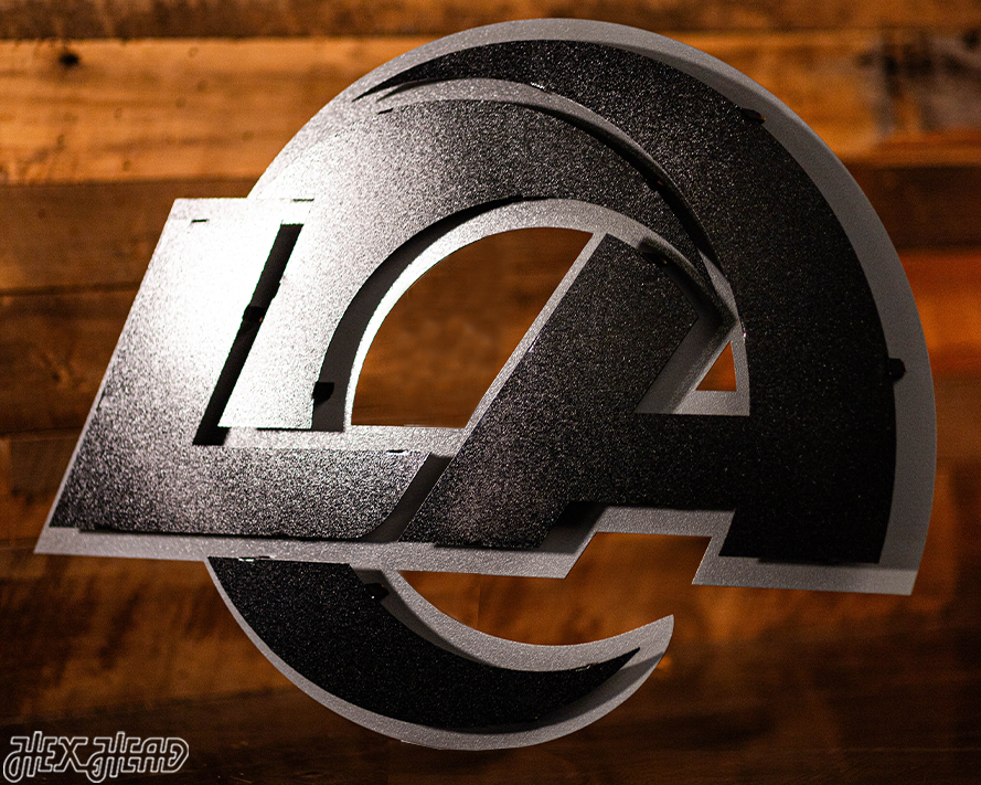 MONOCHROME - Los Angeles Rams "LA" Logo 3D Vintage Metal Wall Art