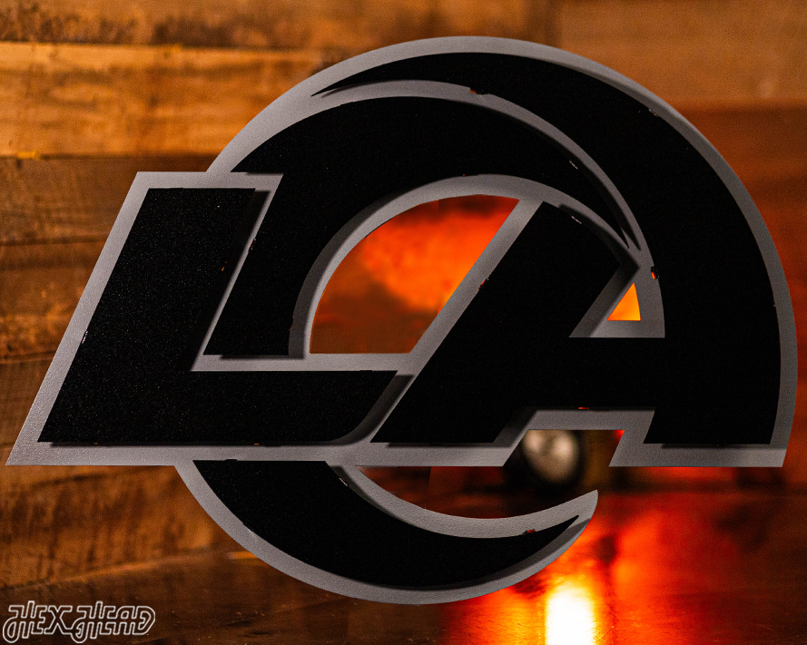MONOCHROME - Los Angeles Rams "LA" Logo 3D Vintage Metal Wall Art