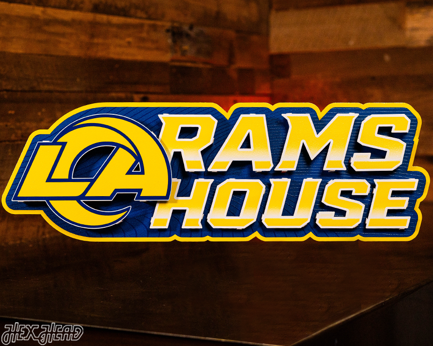 Los Angeles Rams - Hex Head EXCLUSIVE "RAMS HOUSE" Wordmark 3D Metal Wall Art