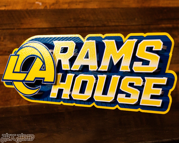 Los Angeles Rams - Hex Head EXCLUSIVE "RAMS HOUSE" Wordmark 3D Metal Wall Art