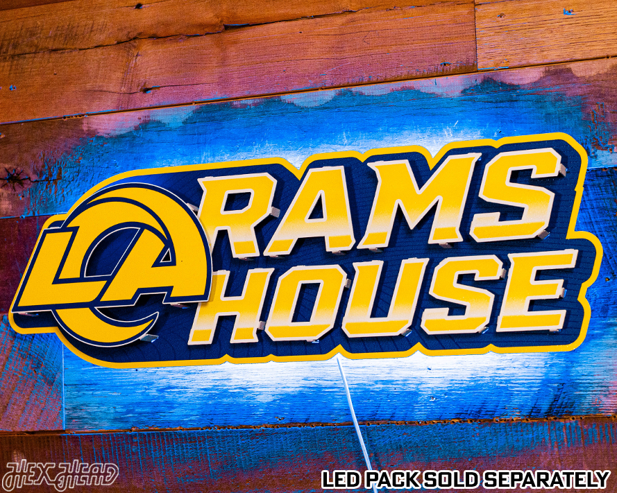Los Angeles Rams - Hex Head EXCLUSIVE "RAMS HOUSE" Wordmark 3D Metal Wall Art