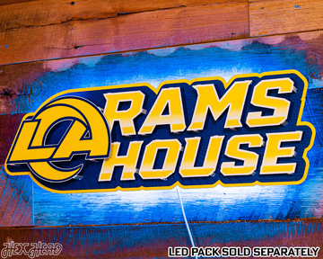 Los Angeles Rams - Hex Head EXCLUSIVE "RAMS HOUSE" Wordmark 3D Metal Wall Art