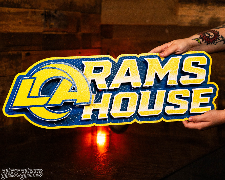 Los Angeles Rams - Hex Head EXCLUSIVE "RAMS HOUSE" Wordmark 3D Metal Wall Art