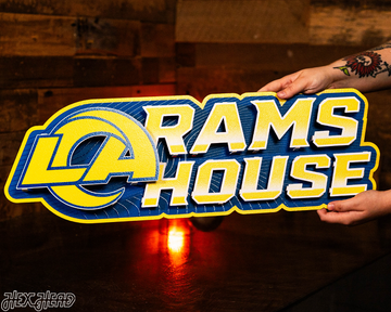 Los Angeles Rams - Hex Head EXCLUSIVE "RAMS HOUSE" Wordmark 3D Metal Wall Art