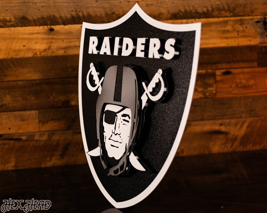 Las Vegas Raiders Shield 3D Vintage Metal Wall Art
