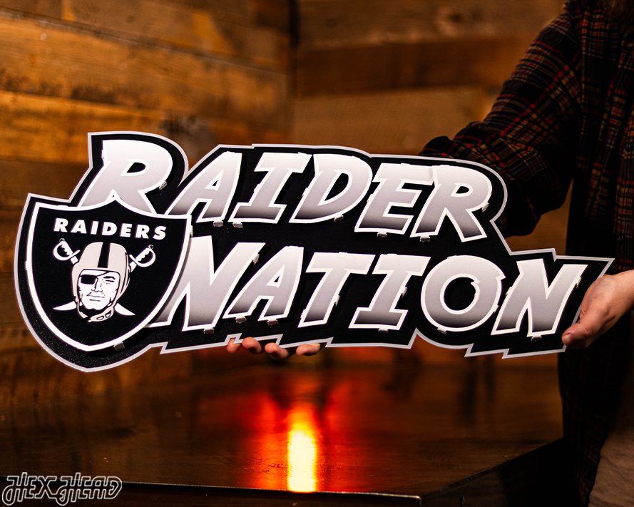 Las Vegas Raiders "Raider Nation" Wordmark 3D Metal Wall Art