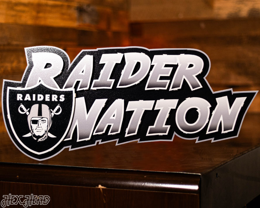 Las Vegas Raiders "Raider Nation" Wordmark 3D Metal Wall Art
