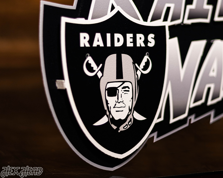 Las Vegas Raiders "Raider Nation" Wordmark 3D Metal Wall Art