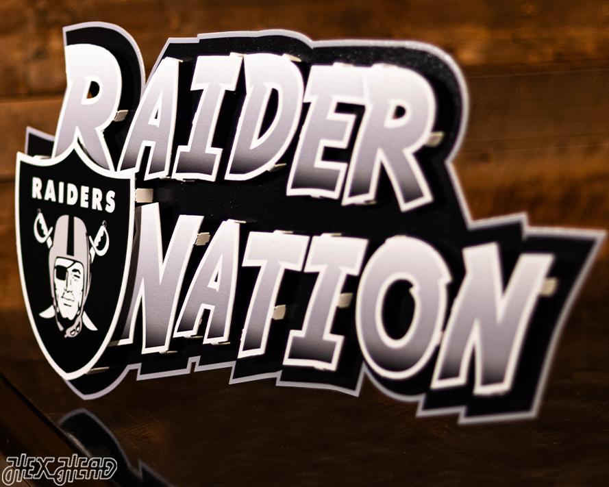 Las Vegas Raiders "Raider Nation" Wordmark 3D Metal Wall Art