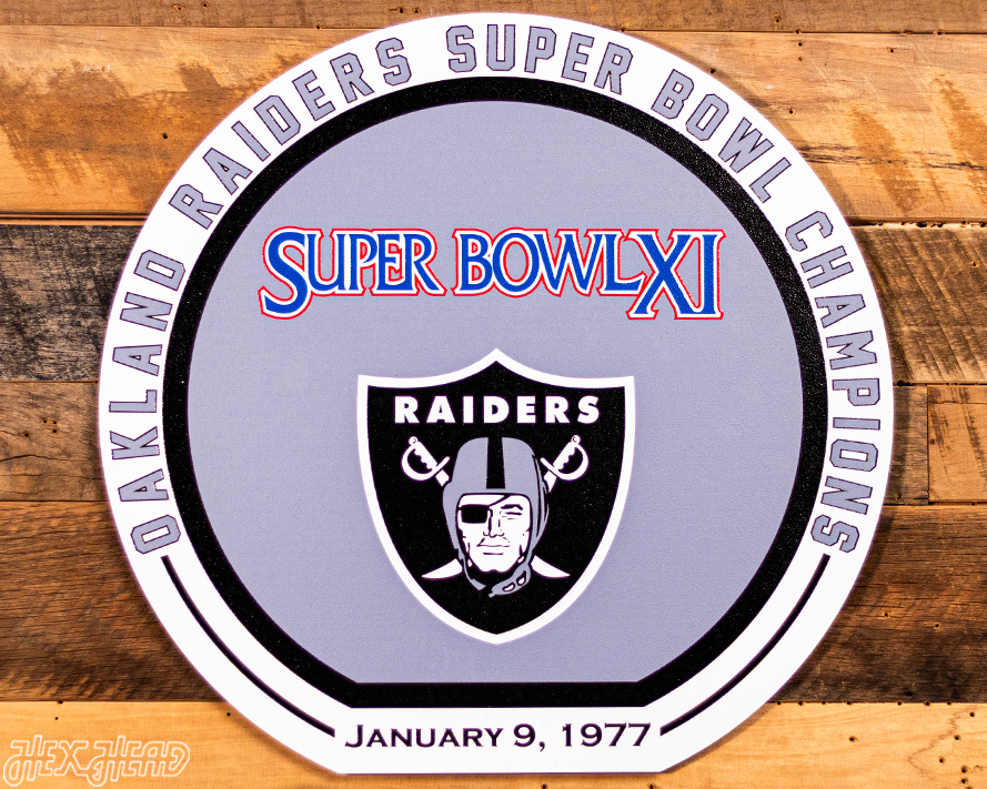 VARSITY Collection- Single Layer Las Vegas Raiders Super Super Bowl XI Metal Wall Art