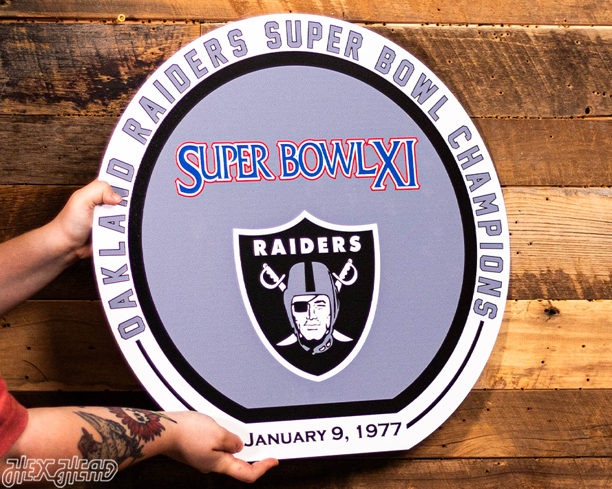 VARSITY Collection- Single Layer Las Vegas Raiders Super Super Bowl XI Metal Wall Art