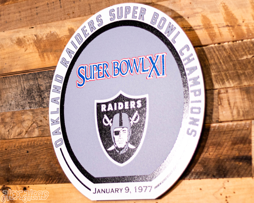 VARSITY Collection- Single Layer Las Vegas Raiders Super Super Bowl XI Metal Wall Art