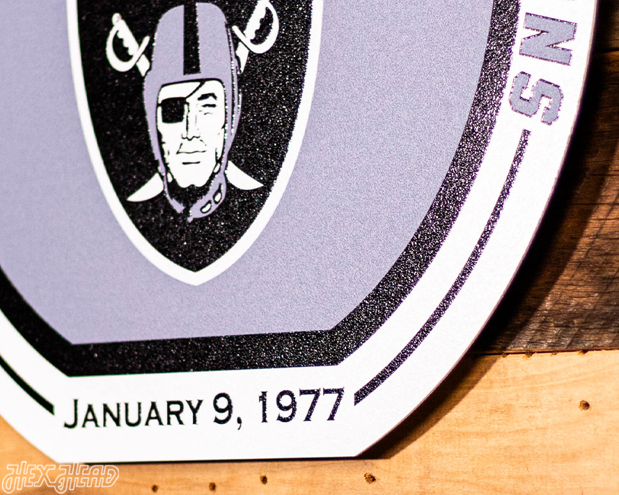 VARSITY Collection- Single Layer Las Vegas Raiders Super Super Bowl XI Metal Wall Art