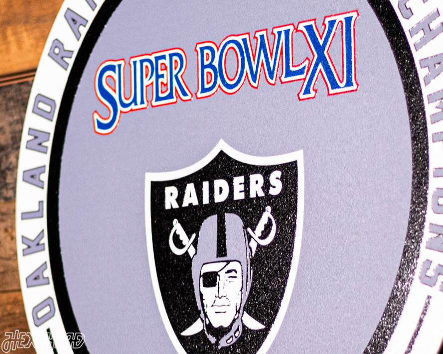 VARSITY Collection- Single Layer Las Vegas Raiders Super Super Bowl XI Metal Wall Art