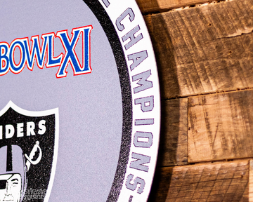 VARSITY Collection- Single Layer Las Vegas Raiders Super Super Bowl XI Metal Wall Art