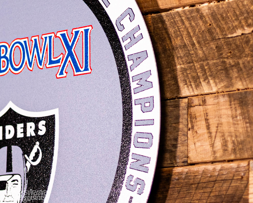 VARSITY Collection- Single Layer Las Vegas Raiders Super Super Bowl XI Metal Wall Art