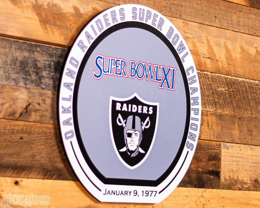VARSITY Collection- Single Layer Las Vegas Raiders Super Super Bowl XI Metal Wall Art
