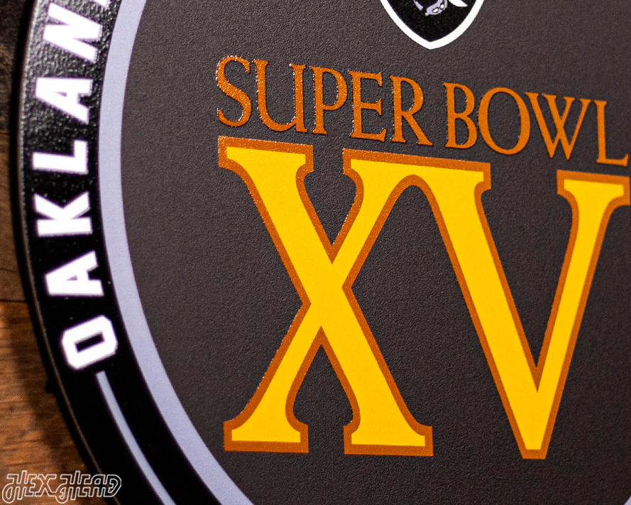 VARSITY Collection- Single Layer Las Vegas Raiders Super Super Bowl XV Metal Wall Art