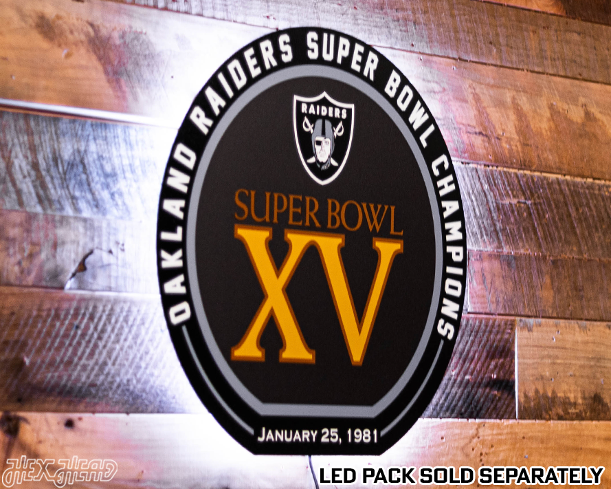 VARSITY Collection- Single Layer Las Vegas Raiders Super Super Bowl XV Metal Wall Art