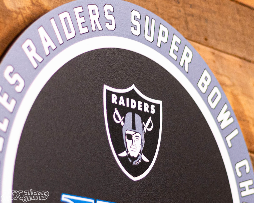 VARSITY Collection- Single Layer Las Vegas Raiders Super Super Bowl XVIII Metal Wall Art