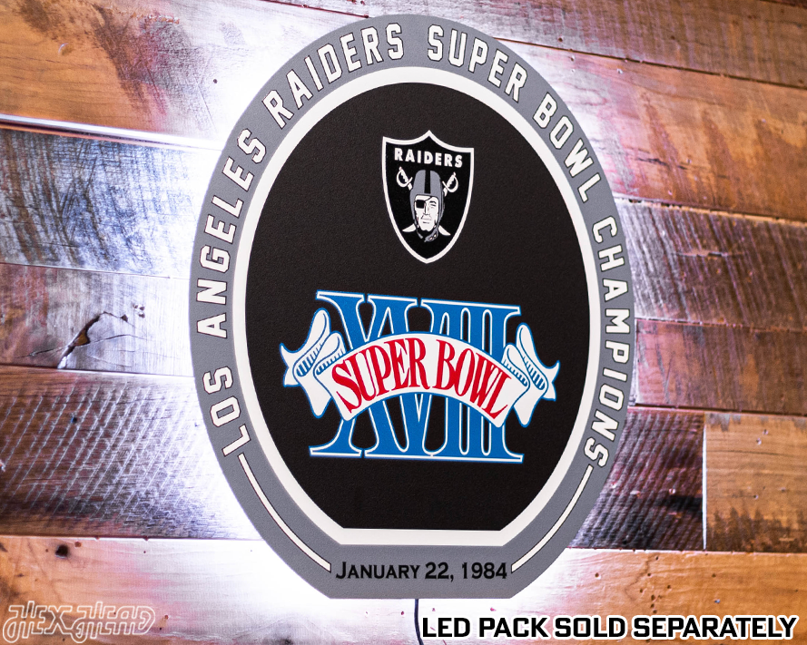 VARSITY Collection- Single Layer Las Vegas Raiders Super Super Bowl XVIII Metal Wall Art