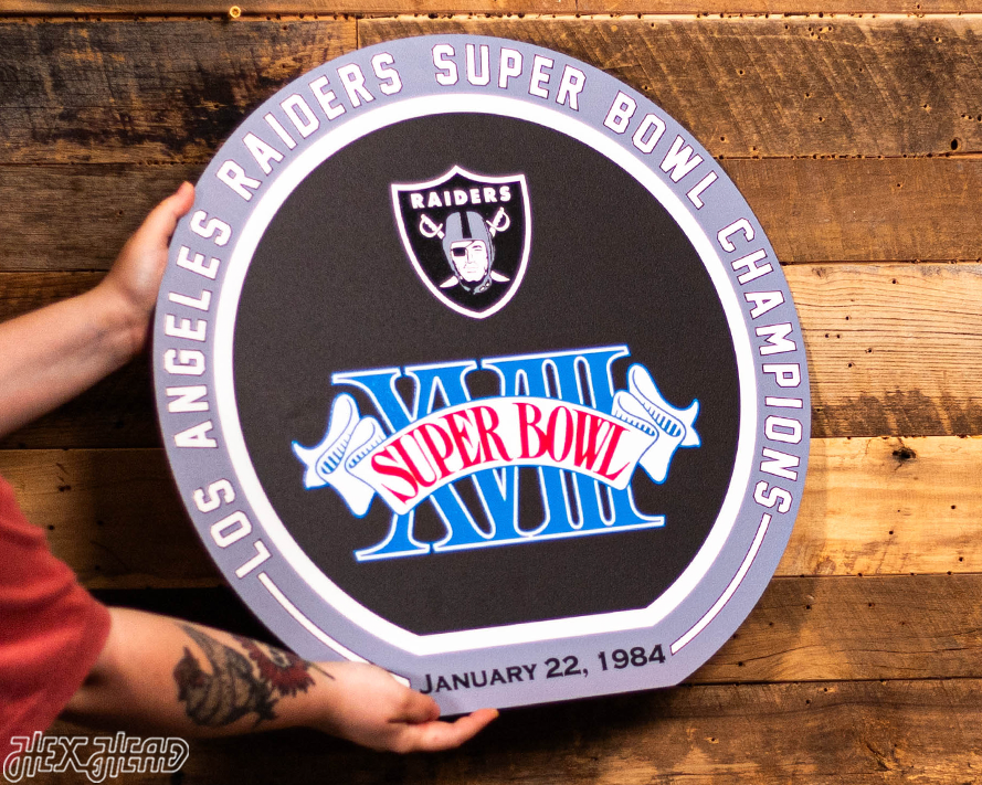 VARSITY Collection- Single Layer Las Vegas Raiders Super Super Bowl XVIII Metal Wall Art
