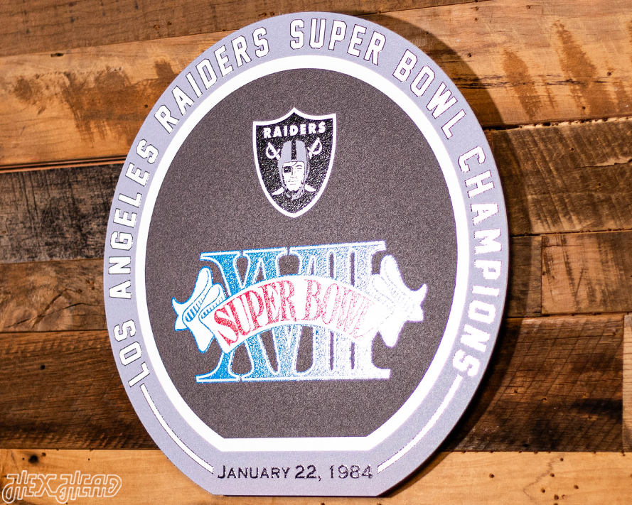 VARSITY Collection- Single Layer Las Vegas Raiders Super Super Bowl XVIII Metal Wall Art