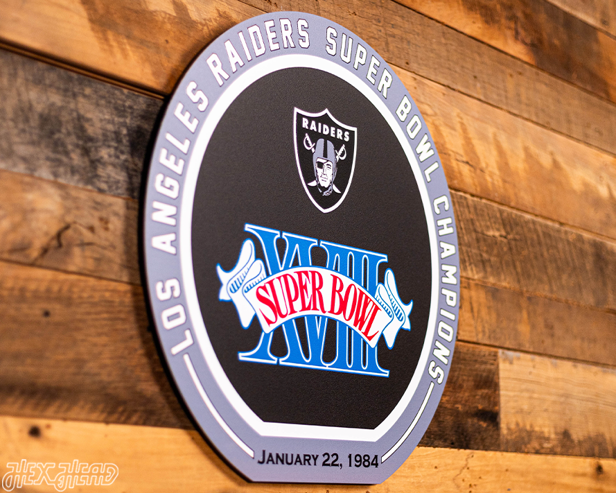 VARSITY Collection- Single Layer Las Vegas Raiders Super Super Bowl XVIII Metal Wall Art