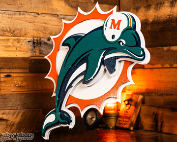 Miami Dolphins Throwback "1997" 3D Vintage Metal Wall Art